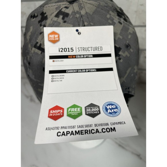 CapAmerica DoorDash Hat i2015 3D Embriodery Digital Camo Grey Structured Hat NWT - Picture 7 of 7